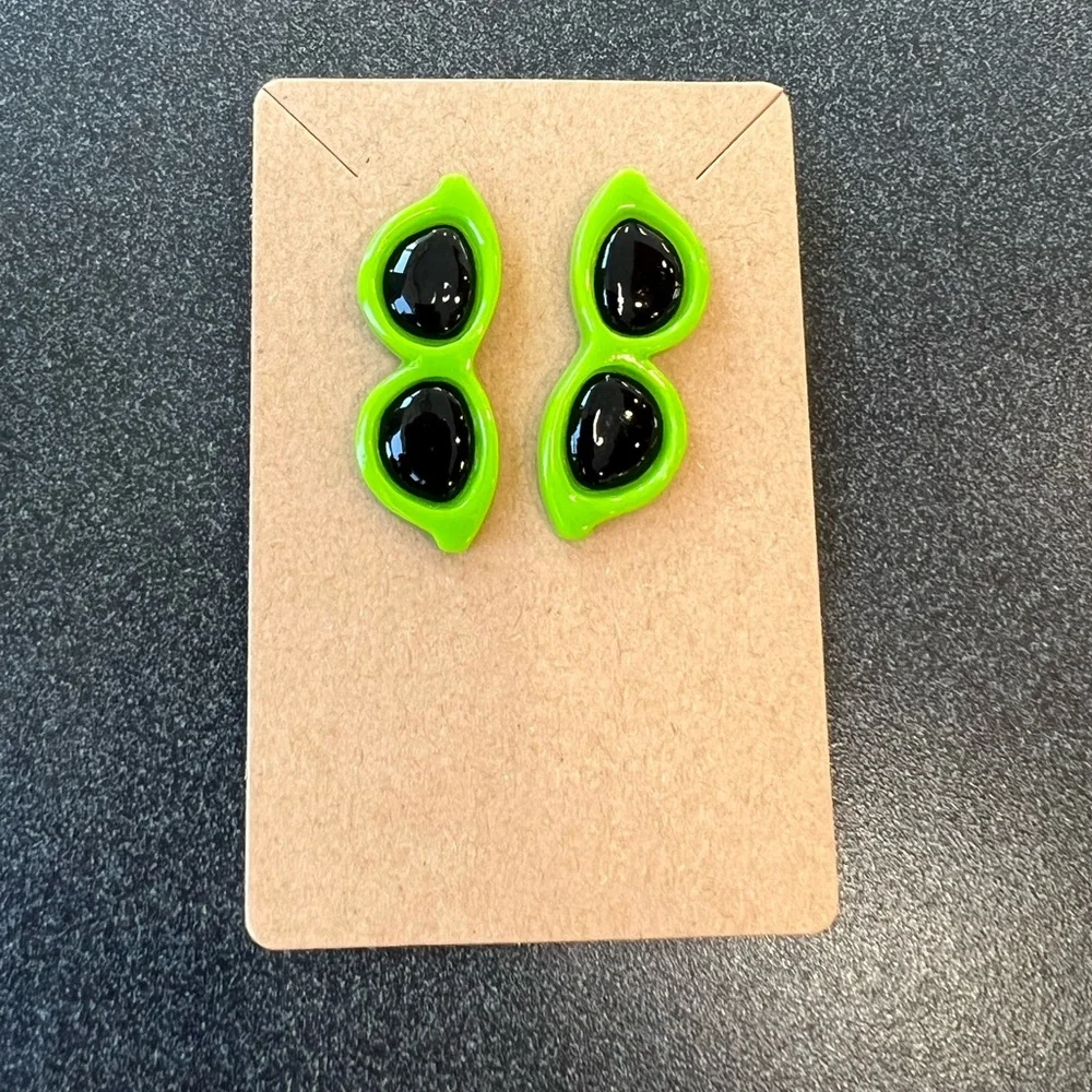 Sunglass Lime Green stud earrings! New! Never worn. Made with nickel free metals - Picture 1 of 3